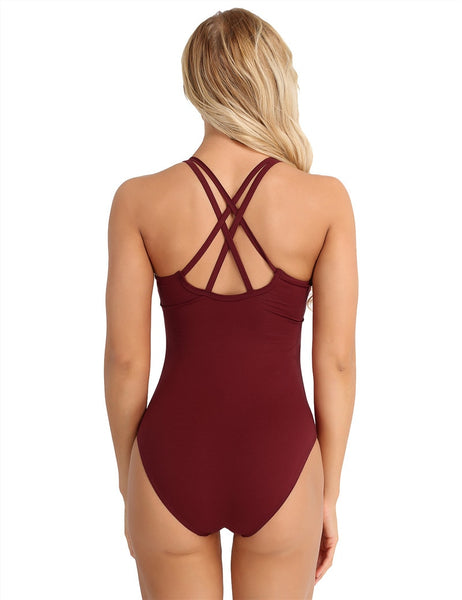 Women Ballet Leotard Solid Color Spaghetti Straps