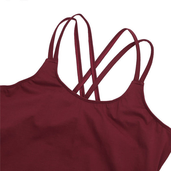 Women Ballet Leotard Solid Color Spaghetti Straps